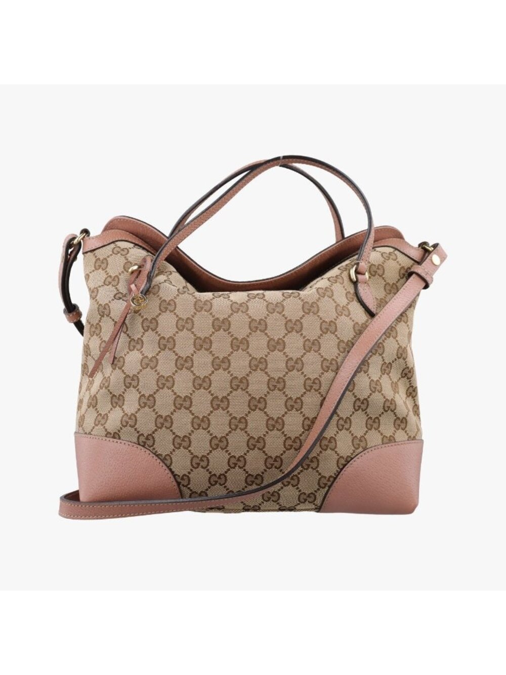 Gucci Guccissima Bree Khaki Pink Canvas Leather